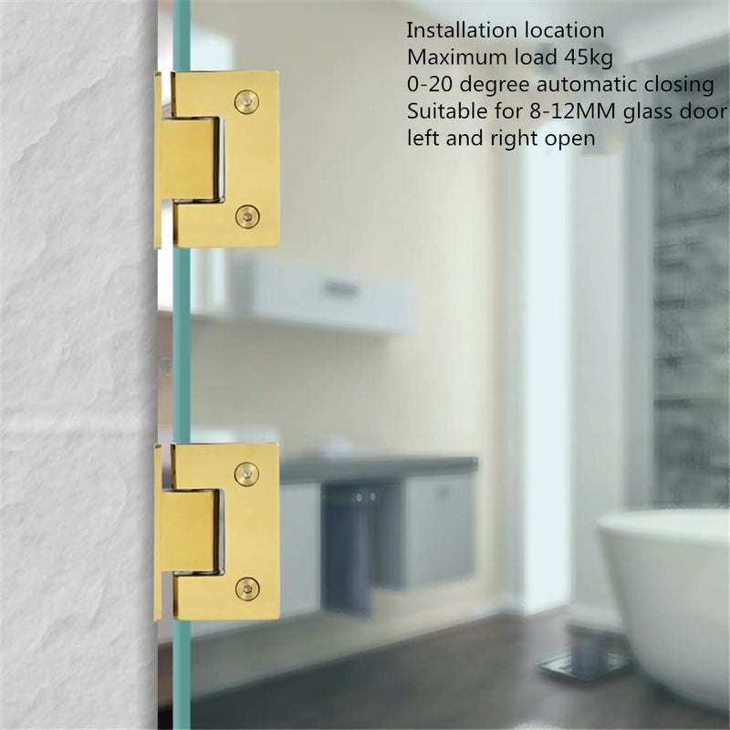 WANLIAN 2pcs Heavy Duty 90 Degree Glass Door Cupboard Showcase Cabinet Clamp Shower Doors Hinge Replacement Part Wall-to-Glass, Stainless Steel Brushed Nickel Gold (90 Degree) - Image 4